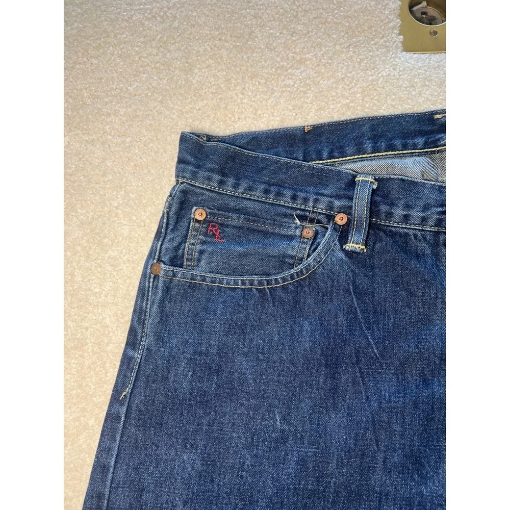Polo Ralph Lauren Slim Straight Jeans‎ Mens 36x34 Blue Riverside Denim RL Logo